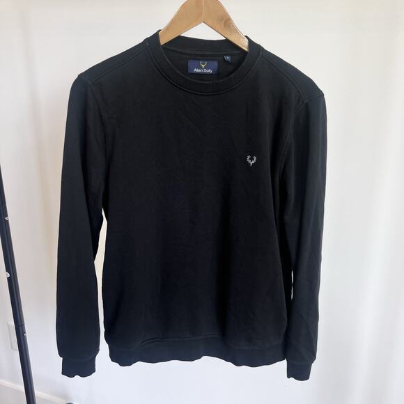 Allen Solly Pullover Sweater w/ Pockets Men's Sz Small Black Crewneck Sweatshirt - Picture 1 of 7